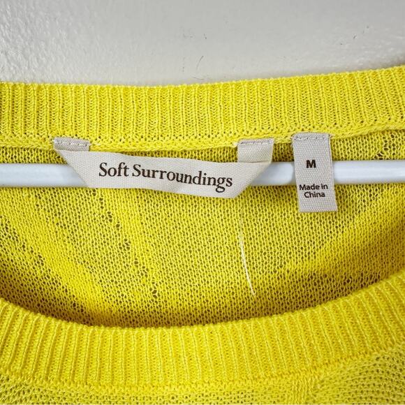 NEW Soft Surroundings Butter Yellow Lightweight Cotton Blend Pullover Sweater M - Picture 4 of 8